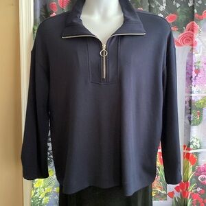 Navy soft pullover zipper front